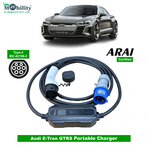 Single Phase, 32A, 7.3kW Audi e-tron GT RS Compatible Level-2 Portable AC EV Charger or Onboard Electric Car Charging Cable with Type 2 IEC 62196-2 Plug and industrial CEE plug