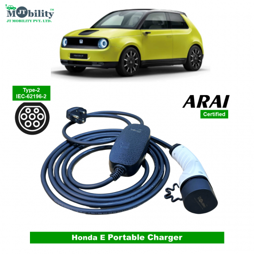 Single Phase, 16A, 3.3kW Honda Honda e Compatible Level-2 Portable AC EV Charger or Onboard Electric Car Charging Cable with Type 2 IEC 62196-2 Plug and 3-Pin Type-M plug