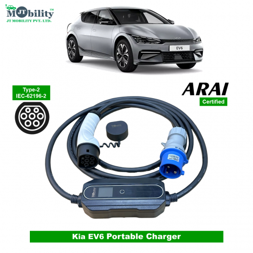 Single Phase, 32A, 7.3kW Kia EV6 Compatible Level-2 Portable AC EV Charger or Onboard Electric Car Charging Cable with Type 2 IEC 62196-2 Plug and industrial CEE plug