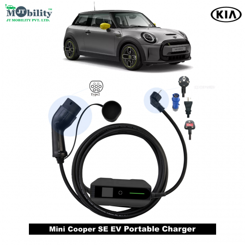 Electric vehicle Portable charger, Single Phase AC, 32A, 7.3kW Mini Cooper EV Compatible Level-2 Portable ev Charger or Onboard Charging Cable with Type 2 IEC 62196-2 Plug, 5 meter cable and industrial CEE plug