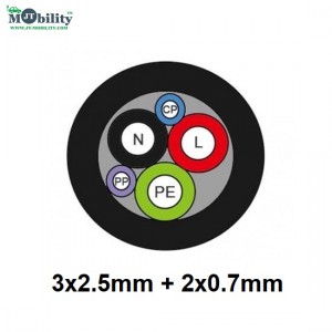 Single Phase 16A Ev Copper Cable For Ev Charger 5 Core 3X2.5Mm And 2X0.7Mm2 Ev Charging Cable 5 Meter