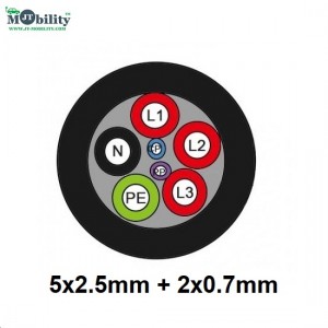 Three Phase 16A Ev Copper Cable For Ev Charger 7 Core 5X2.5Mm And 2X0.7Mm2 Ev Charging Cable 5 Meter