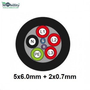 Three Phase 32 Amp Ev Copper Cable For Ev Charger 7-Core 5X6.0Mm And 2X0.7Mm2 For Ev Charging 5 Meter