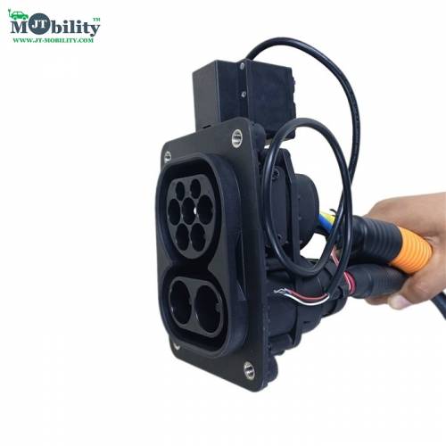 JTEVS200AC2MCB 200A CCS2 Car EV Inlet Socket with actuator, 1000V DC CCS Type 2 IEC 62196-3 DC male Socket with 0.5 meter cable and locking actuator