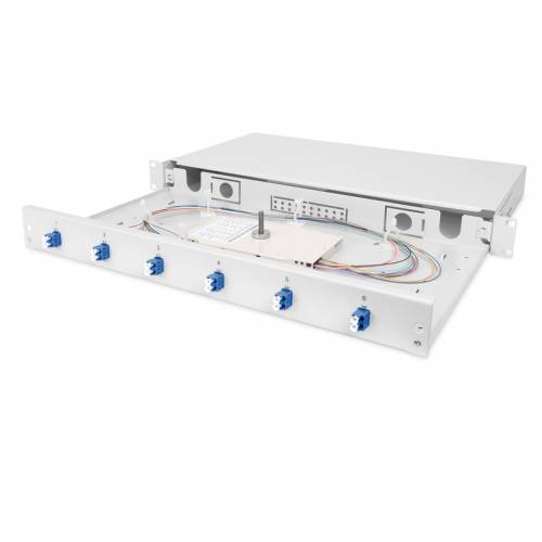 12 Port Liu Patch Panel Rack Mount Fixed With Lc Pc Single Mode Adaptor, Ofc Enclosure Fully Loaded With Splice Tray And Pigtail JTPP12RFLCPS LIU