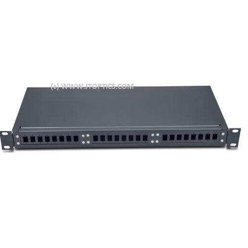 24 Port Liu 19 Inch Rack Mount LIU Unloaded , OFC Patch Panel, Fiber Enclosure, Fixed Type With Face Plate and Splice Tray JTPP24RFBL LIU