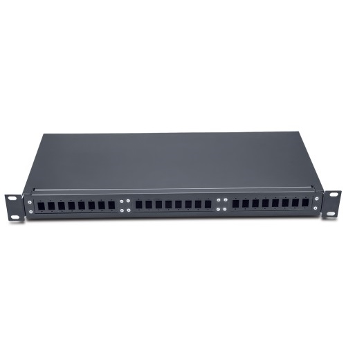24 Port Liu 19 Inch Rack Mount LIU Unloaded , OFC Patch Panel, Fiber Enclosure, Fixed Type With Face Plate and Splice Tray JTPP24RFBL LIU