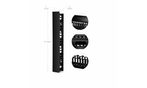 JTOPTICS Sided Vertical Cable Manager 2 X 22.5U Sections With Cover 45U 4.9" Wide Plastic Single