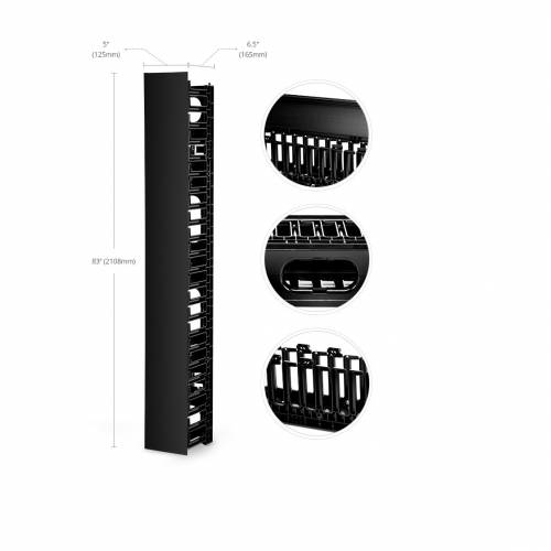 Sided Vertical Cable Manager 2 X 22.5U Sections With Cover 45U 4.9" Wide Plastic Single
