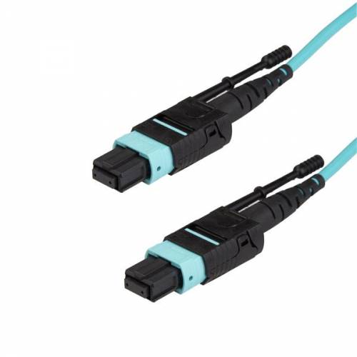 12 Fiber Mpo Trunk Cable Mpo Female Mpo Female Push-Pull Om3 Multimode Aqua Color Cable