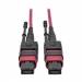 JTOPTICS 12 Fiber Mpo Trunk Cable Mpo Female Mpo Female Push-Pull Om4 Multimode Pink Color Cable