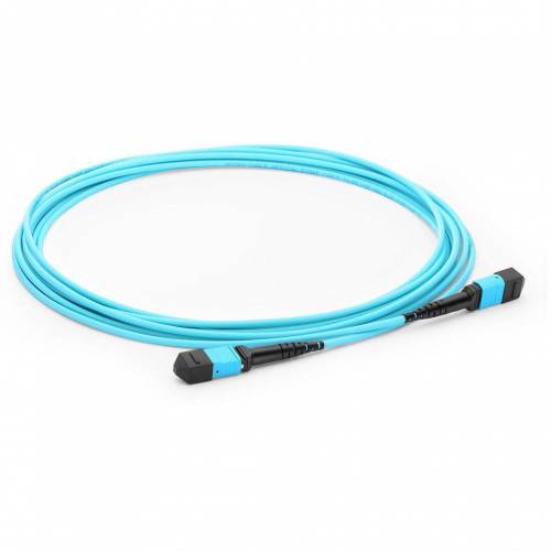 12f Mpo Female Mpo Female Om3 Patch Cord, Low Loss OFNP (Plenum) 12 Fiber Mpo Trunk Cable, Om3/300 Multimode, Aqua, Polarity B, For Sr4 40g 100g Transceiver JTMPM312MOSFMOSFXX MPO Cable Assembly