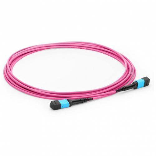 400G/800G 16 Fiber Mpo Trunk Cable Mpo Female - Mpo Female Om4 Multimode Pink Color (Ofnp) Low Loss Plenum Cable