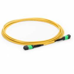 JTOPTICS 12 Fiber Mpo SM Trunk Cable, 12f Mpo Female to Mpo Female Sm Patch Cable, Low Loss OFNR (Riser) G.657A1 Single Mode, Yellow, Polarity B