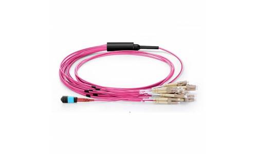 JTOPTICS 24 Fiber Mm Om4 Mpo Lc Break Out Cable, 24f Mpo Female to 12 X Lc Duplex Fan Out / Harness Cable, Low Loss OFNP (Plenum), Om4 Multimode, Aqua, Polarity A