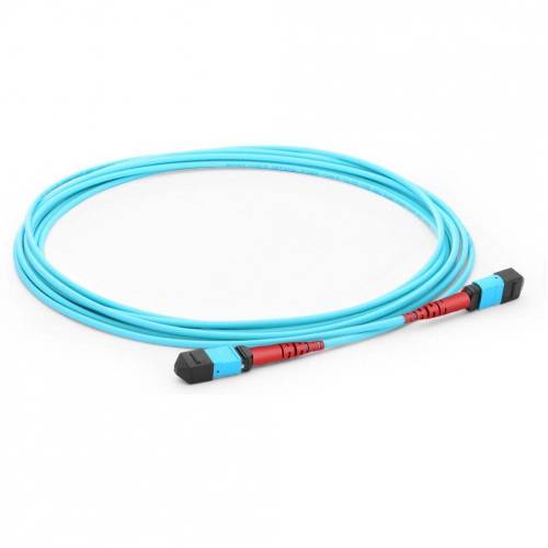 24f Mpo Female Mpo Female Om3 Patch Cord, Low Loss OFNP (Plenum) 24 Fiber Mpo Trunk Cable, Om3/300 Multimode, Aqua, Polarity A, For Cxp Cfp 100g Transceiver JTMPM324MOSFMOSFXX MPO Cable Assembly