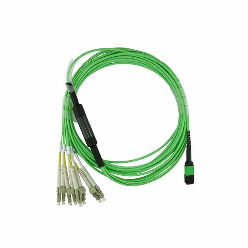 400G/800G 12 Fiber Mpo Break-Out Cable With Mpo Female And 4 X Lc/Pc Duplex Om5 Multimode Green Color (Ofnp) Low Loss Plenum Cable