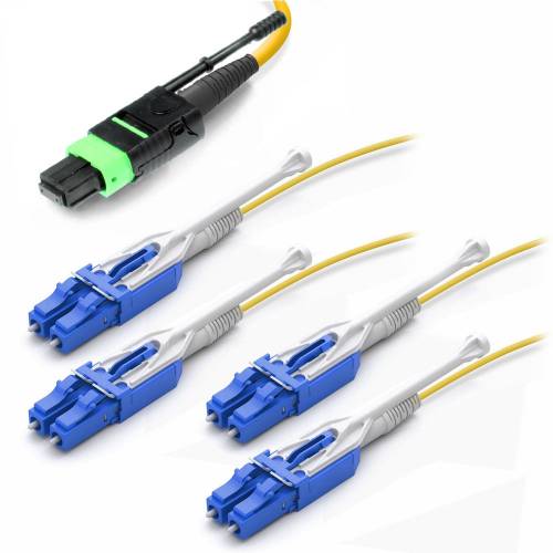 8 Fiber Mpo Lc Fan Out Cable With Mpo Female Push-Pull And 4 X lc/Pc Duplex Uniboot Connector Os2 Single Mode Cable