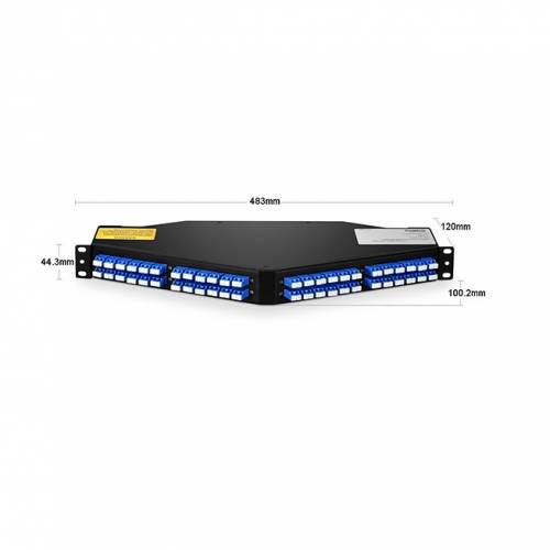 96 Fiber 1U Angled High Density Odf Patch Panel Loaded With 8 Nos Sm Os2 12 Fiber Mpo Lc Breakout Cables