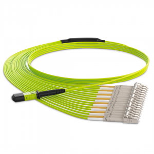 16 Fiber Om5 Mpo Lc Break-Out Cable 16F Mpo Female To 8Xlc Duplex Om5 Patch Cord Low Loss Ofnp (Plenum) Polarity B