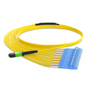 16 Fiber Single mode  Mpo Lc Break-Out Cable 16F Mpo Female To 8Xlc Duplex Sm Patch Cord Low Loss Ofnr Polarity B