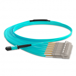 24 Fiber Multimode Mpo Lc Breakout Cable 24F Mpo Female  To 12Xlc Duplex Om3 Patch Cord Low Loss Ofnp (Plenum) Polarity A