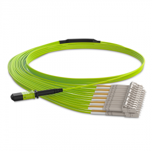 24 Fiber Multimode Mpo Lc Breakout Cable 24F Mpo Female To 12Xlc Duplex Om5 Patch Cord Low Loss Ofnp (Plenum) Polarity A