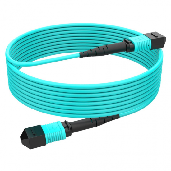 24 Fiber Multimode Mpo Cable 24F Mpo Female To 24F Mpo Female Om3 Patch Cord Low Loss Ofnp (Plenum) Polarity A JTMPM324MOSFMOSFXX Mpo Trunk Cables