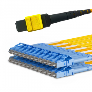 24 Fiber Single Mode Mtp® Lc Break Out Cable Mtp®-24 To 12Xlc Duplex Low Loss Ofnr G.657A1 Sm Cable Polarity B