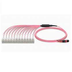 24F Om4 Mpo Lc Break Out Cable With Uni-Boot Push-Pull Connector 24 Fiber Mpo Female To 12Xlc Duplex Low Loss Ofnp (Plenum) Polarity A