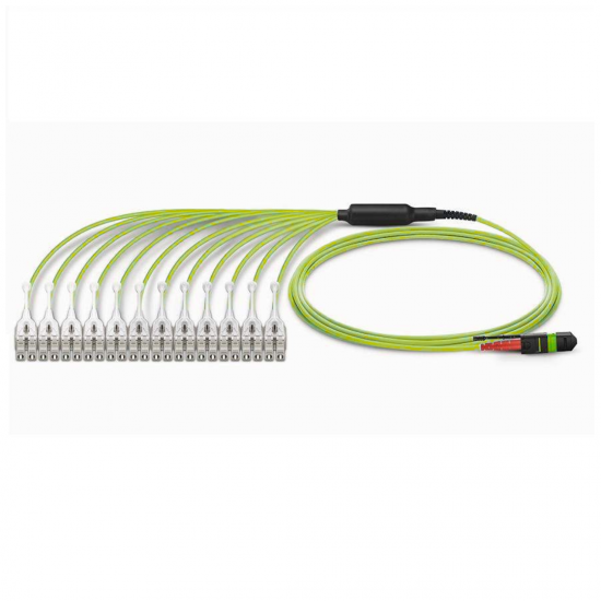 24F Om5 Mpo Lc Break Out Cable With Uni-Boot Push-Pull Connector 24 Fiber Mpo Female To 12Xlc Duplex Low Loss Ofnp (Plenum) Polarity A JTMPS212MOSPFLCPPXX Mpo Break Out Cables