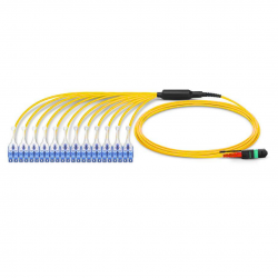 24F Single Mode Mpo Lc Break Out Cable With Uni-Boot Push-Pull Connector 24 Fiber Mpo Female To 12Xlc Duplex Low Loss Ofnr (Riser) Polarity A