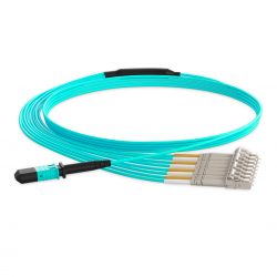 8 Fiber Multimode Mpo Lc Break-Out Cable 12F Mpo Female To 4Xlc Duplex Om3 Patch Cord Low Loss Ofnp (Plenum) Polarity B