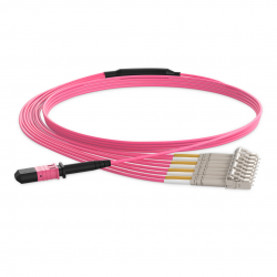 8 Fiber Multimode Mpo Lc Break-Out Cable 12F Mpo Female To 4Xlc Duplex Om4 Patch Cord Low Loss Ofnp (Plenum) Polarity B