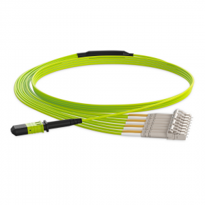 8 Fiber Multimode Mpo Lc Break-Out Cable 12F Mpo Female To 4Xlc Duplex Om5 Patch Cord Low Loss Ofnp (Plenum) Polarity B