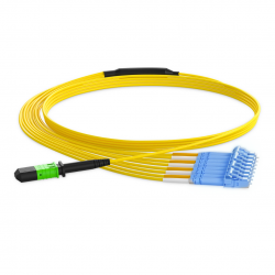 8 Fiber Single Mode Mpo Lc Break-Out Cable 12F Mpo Female To 4Xlc Duplex Patch Cable Low Loss Ofnr (Riser) G.657A1 Polarity B