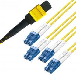 8 Fiber Single Mode Mtp® Lc Break Out Cable Mtp®-8 To 4Xlc Duplex Low Loss Ofnr G.657A1 Sm Cable Polarity B