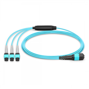 24 Fiber Multimode Om3 Breakout Mpo Trunk Cable 24F Mpo (F) to 3 x 8F Mpo (F) Om3 Distribution Cable