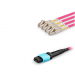 12 Fiber Mm Om4 Mpo Lc Break Out Cable, 12f Mpo Female to 4 X Lc Duplex Fan Out / Harness Cable, Low Loss OFNP (Plenum), Om4 Multimode, Aqua, Polarity B, For For Sr4 100g 400g Transceiver