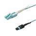 JTOPTICS 12 Fiber Mm Om3 Mpo Lc Break Out Cable With Pulling Eye, 12f Mpo Female to 6 X Lc Duplex Fan Out, Low Loss OFNP (Plenum), Om3 Multimode, Aqua, Push Pull Uniboot Connector, Polarity B
