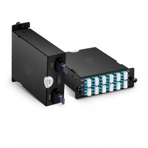 Hd Mpo Cassette Box For High Density Odf With 2 Fan-Out Cable 12-Fiber Mpo To 12Xlc Duplex Multimode Type B